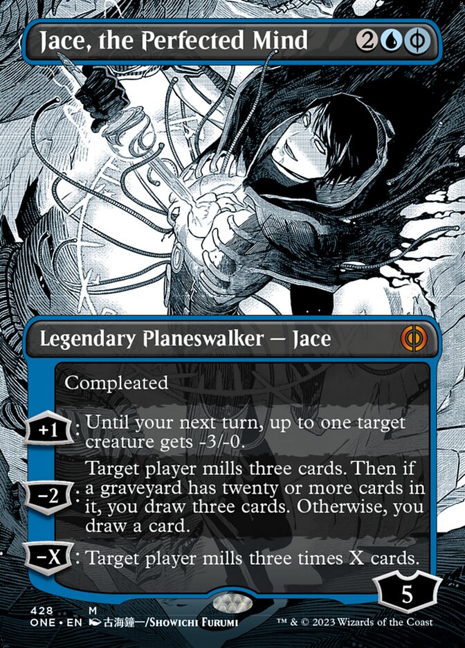 Jace, the Perfected Mind (Borderless Manga Step-and-Compleat Foil) [Phyrexia: All Will Be One] 