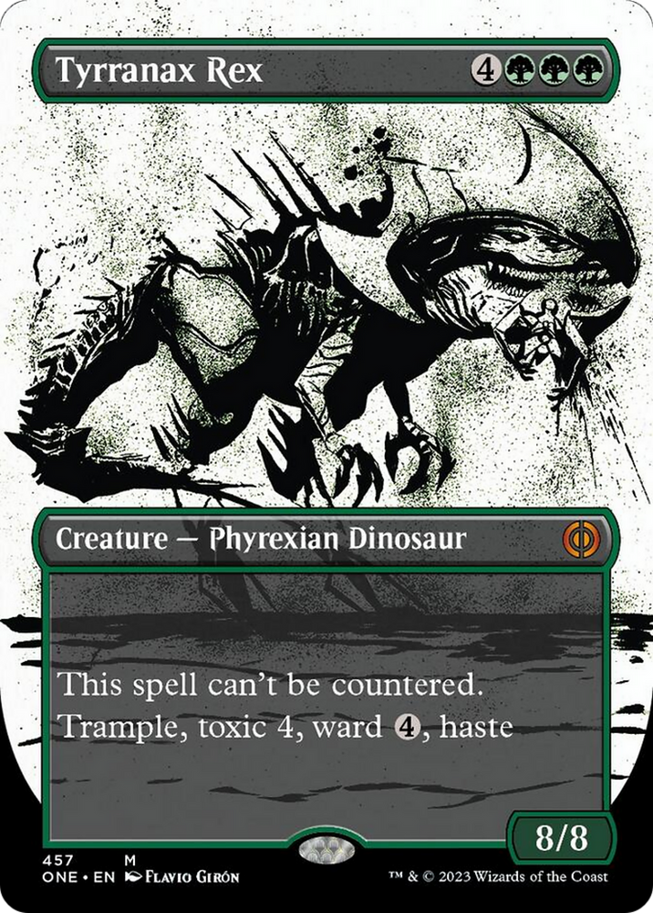 Tyrranax Rex (Borderless Ichor Step-and-Compleat Foil) [Phyrexia: All Will Be One] 