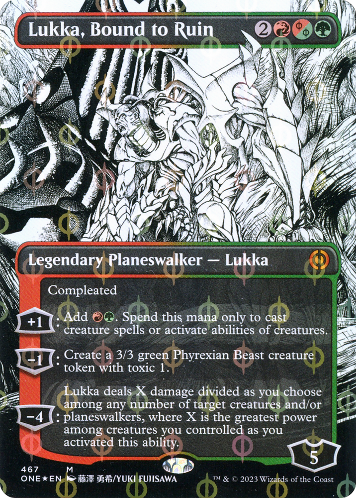 Lukka, Bound to Ruin (Borderless Manga Step-and-Compleat Foil) [Phyrexia: All Will Be One] 