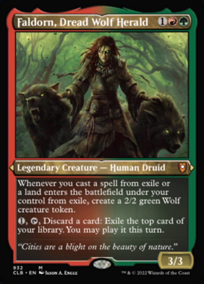 Faldorn, Dread Wolf Herald (Display Commander) (Foil Etched) [Commander Legends: Battle for Baldur's Gate] 