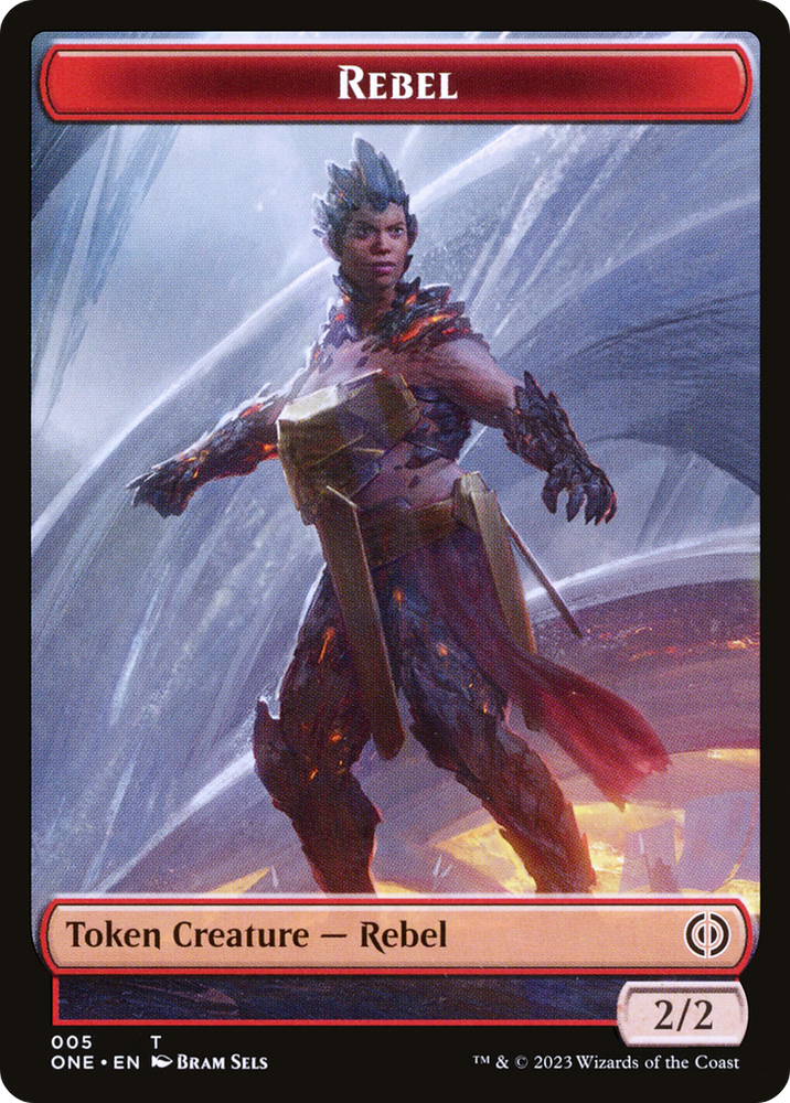 Rebel // The Hollow Sentinel Double-Sided Token [Phyrexia: All Will Be One Tokens] 