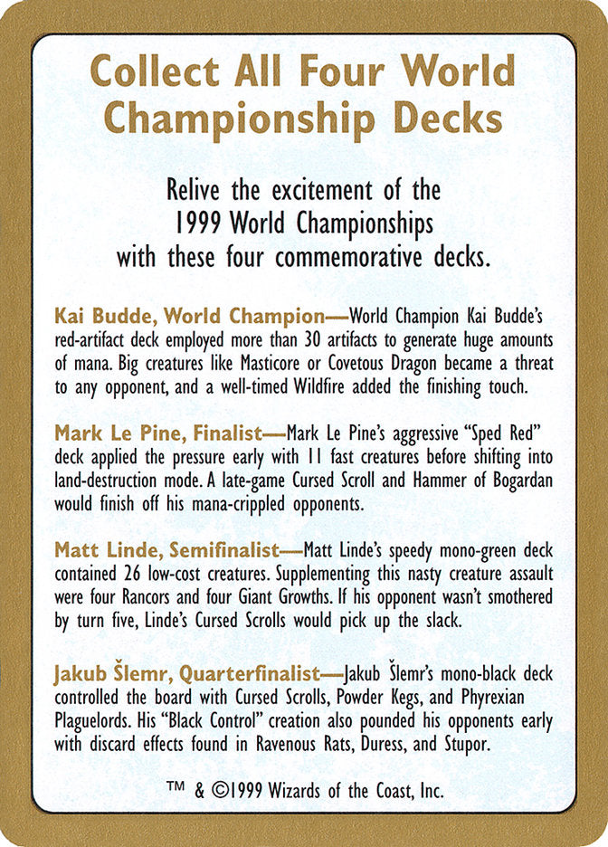 1999 World Championships Ad [World Championship Decks 1999] 