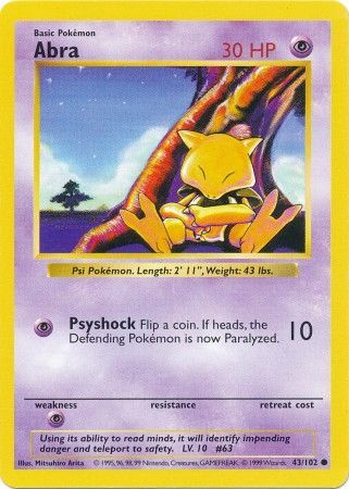 Abra (43/102) [Base Set Shadowless Unlimited] 