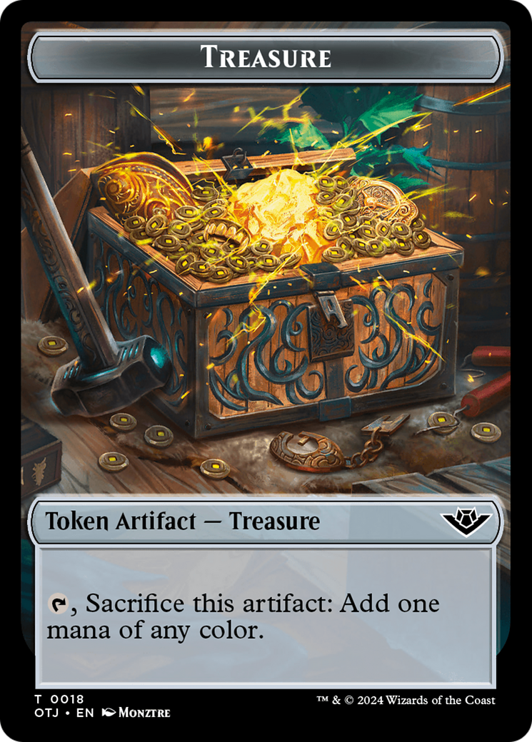 Treasure // Golem Double-Sided Token [Outlaws of Thunder Junction Tokens] 