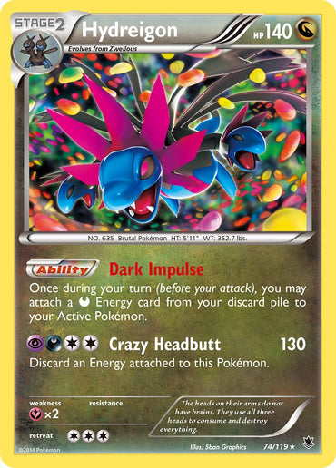 Hydreigon (74/119) (Cosmos Holo) (Blister Exclusive) [XY: Phantom Forces] 