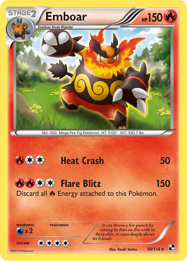 Emboar (19/114) (Cracked Ice Holo) (Theme Deck Exclusive) [Black & White: Base Set] 