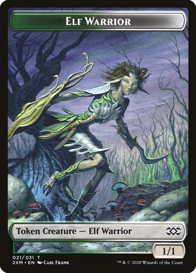 Golem // Elf Warrior Double-Sided Token [Double Masters Tokens] 