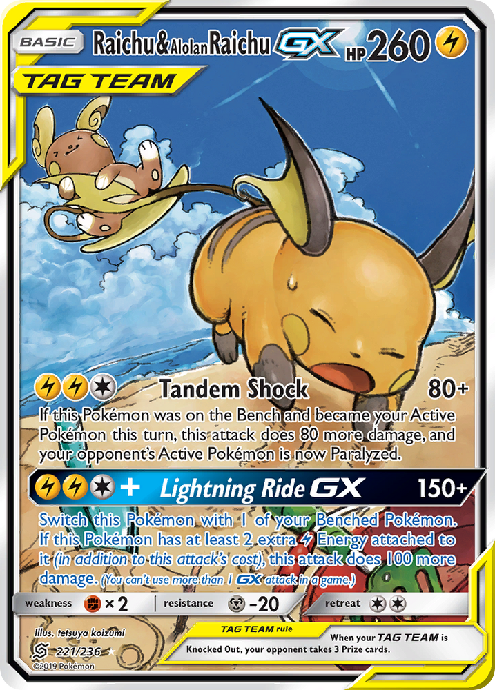 Raichu &amp; Alolan Raichu GX (221/236) [Sun &amp; Moon: Unified Minds] 