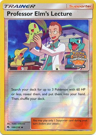 Professor Elm's Lecture (188/214) (Regional Championship Promo) [Sun &amp; Moon: Lost Thunder] 