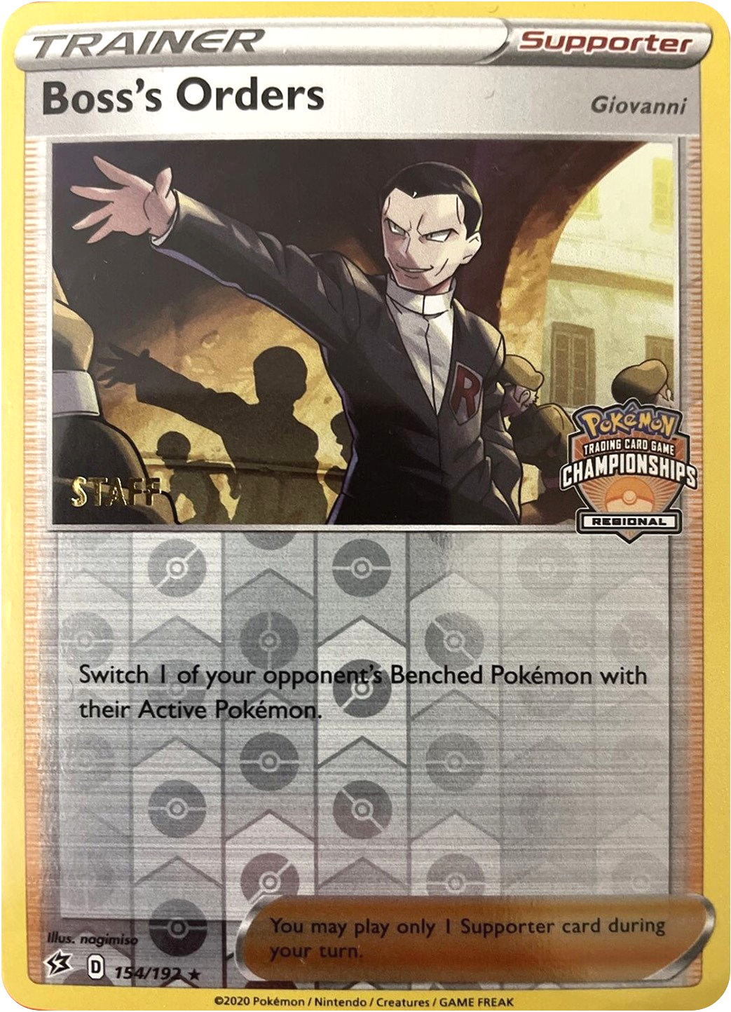 Boss's Orders (154/192) (Staff Regional Championships) [League & Championship Cards] 