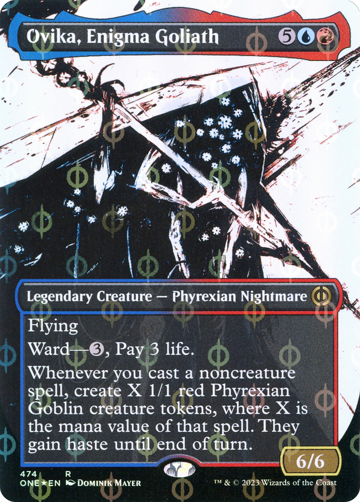 Ovika, Enigma Goliath (Borderless Ichor Step-and-Compleat Foil) [Phyrexia: All Will Be One] 