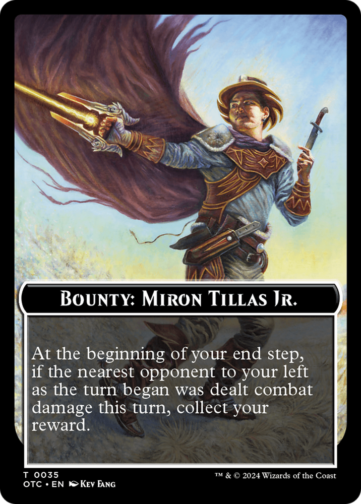 Bounty: Miron Tillas Jr. // Bounty Rules Double-Sided Token [Outlaws of Thunder Junction Commander Tokens] 