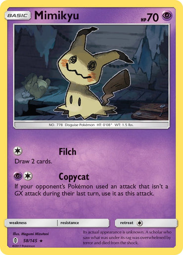 Mimikyu (58/145) (Theme Deck Exclusive) [Sun & Moon: Guardians Rising]