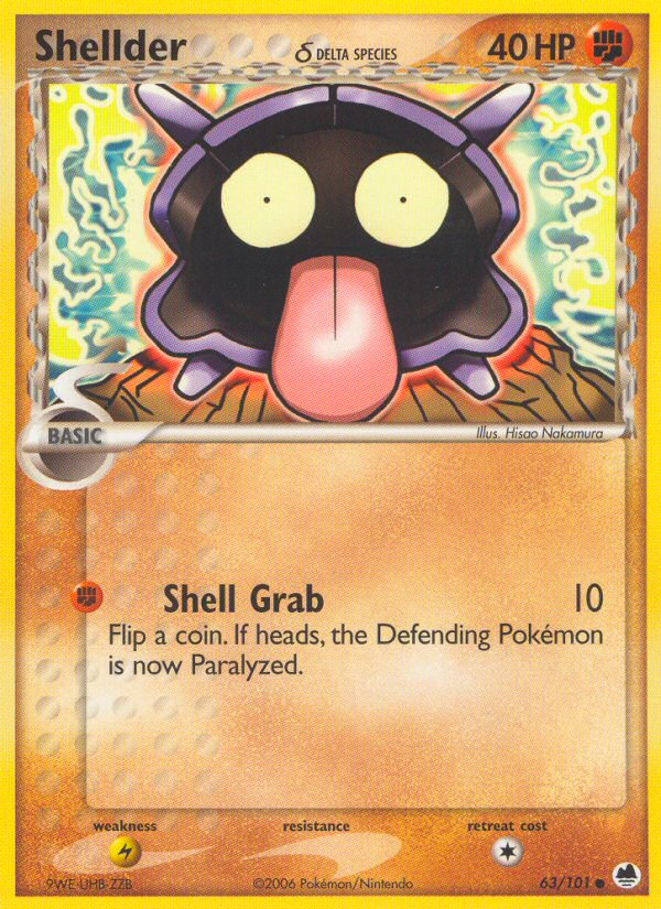 Shellder (63/101) (Delta Species) [EX: Dragon Frontiers] 