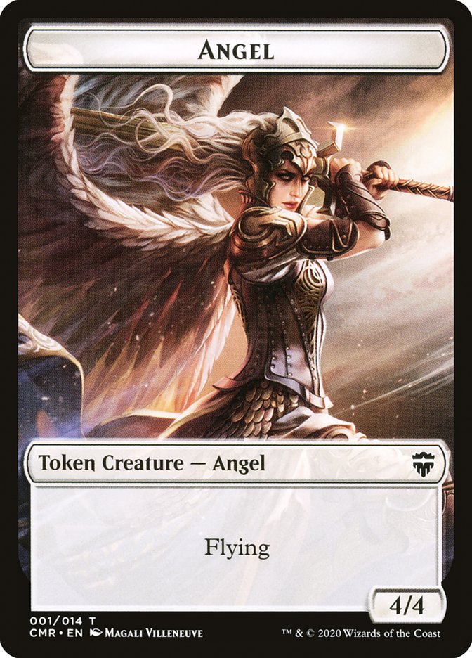 Angel // Salamander Warrior Double-Sided Token [Commander Legends Tokens] 