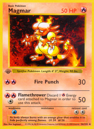 Magmar (36/102) (Shadowless) [Base Set 1st Edition] 