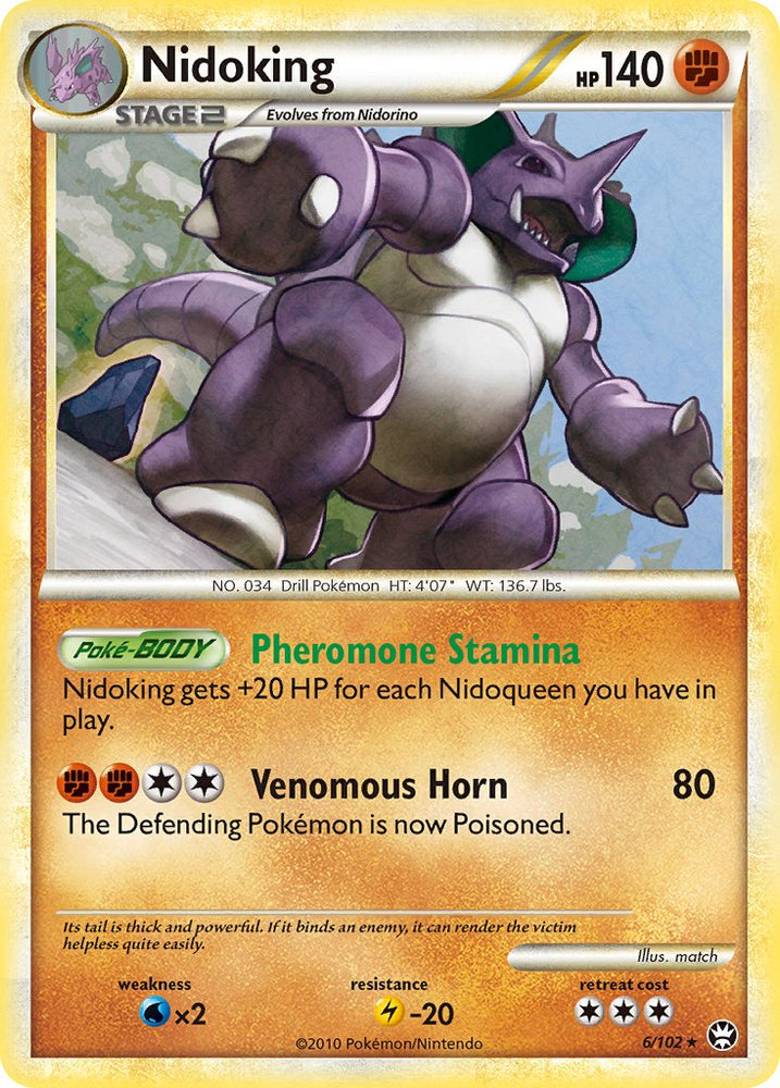 Nidoking (6/102) (Cracked Ice Holo) (Theme Deck Exclusive) [HeartGold &amp; SoulSilver: Triumphant] 