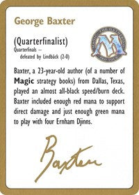1996 George Baxter Biography Card [World Championship Decks] 