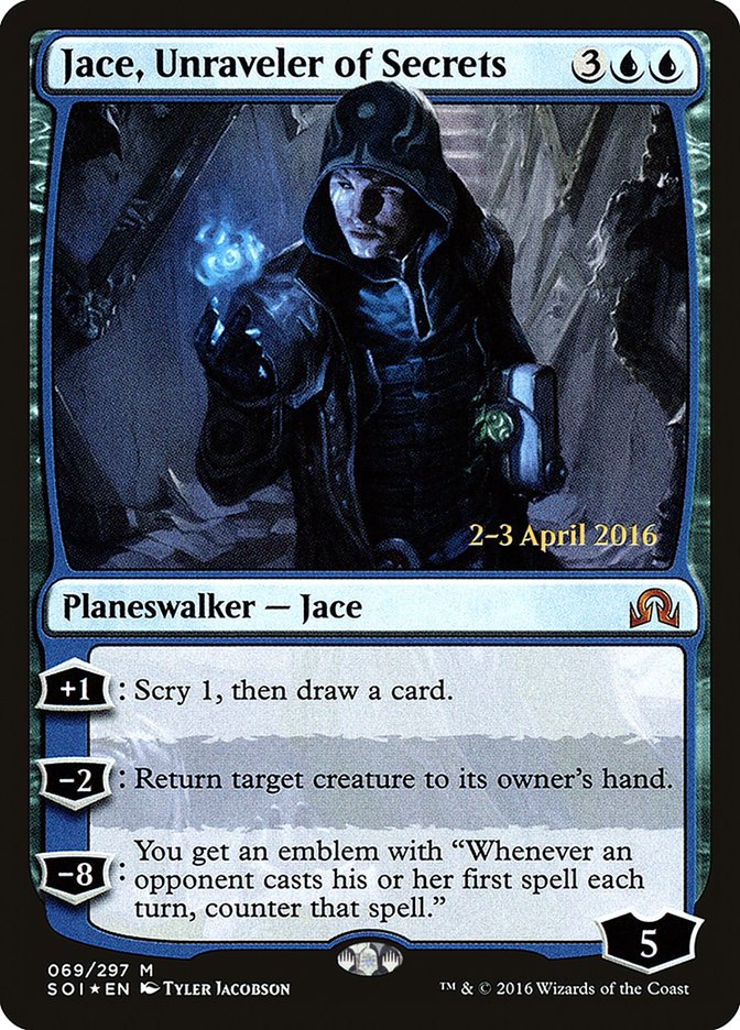 Jace, Unraveler of Secrets [Shadows over Innistrad Prerelease Promos] 