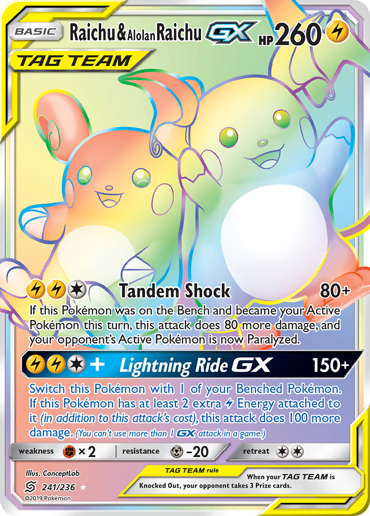 Raichu & Alolan Raichu GX (241/236) [Sun & Moon: Unified Minds] 