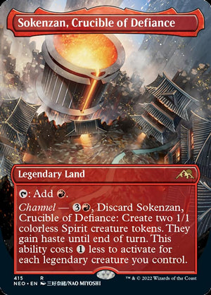 Sokenzan, Crucible of Defiance (Borderless Alternate Art) [Kamigawa: Neon Dynasty] 