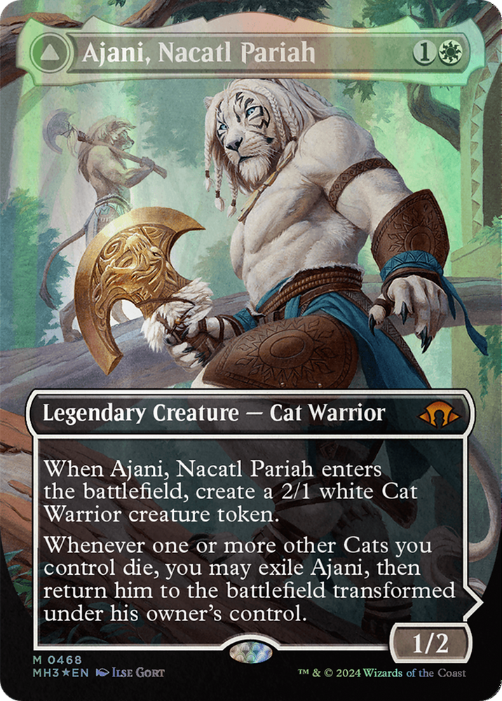 Ajani, Nacatl Pariah // Ajani, Nacatl Avenger (Borderless) (Textured Foil) [Modern Horizons 3] 