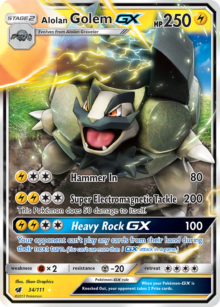 Alolan Golem GX (34/111) [Sun & Moon: Crimson Invasion] 