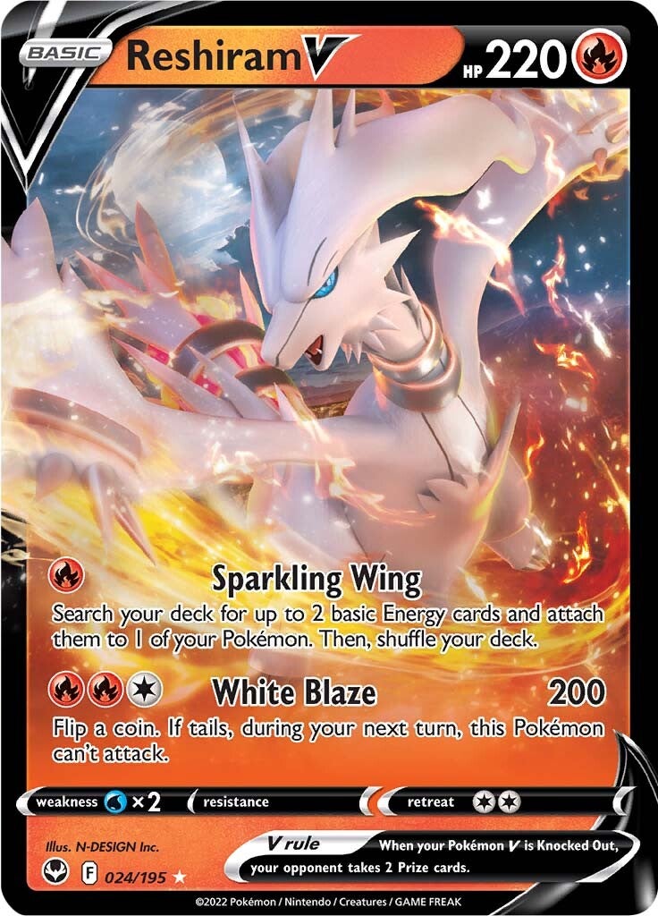 Reshiram V (024/195) [Sword & Shield: Silver Tempest] 