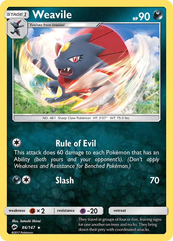 Weavile (86/147) [Sun & Moon: Burning Shadows] 