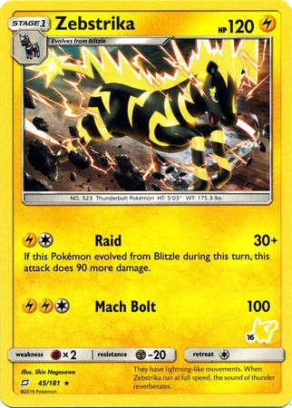 Zebstrika (45/181) (Pikachu Stamp #16) [Battle Academy 2020] 