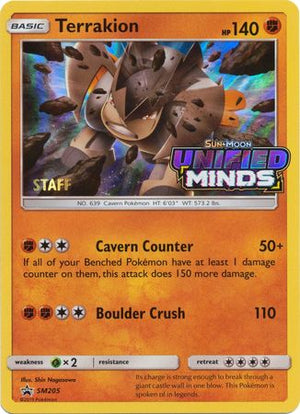 Terrakion (SM205) (Staff Prerelease Promo) [Sun &amp; Moon: Black Star Promos] 
