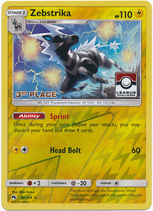 Zebstrika (82/214) (League Promo 3rd Place) [Sun &amp; Moon: Lost Thunder] 