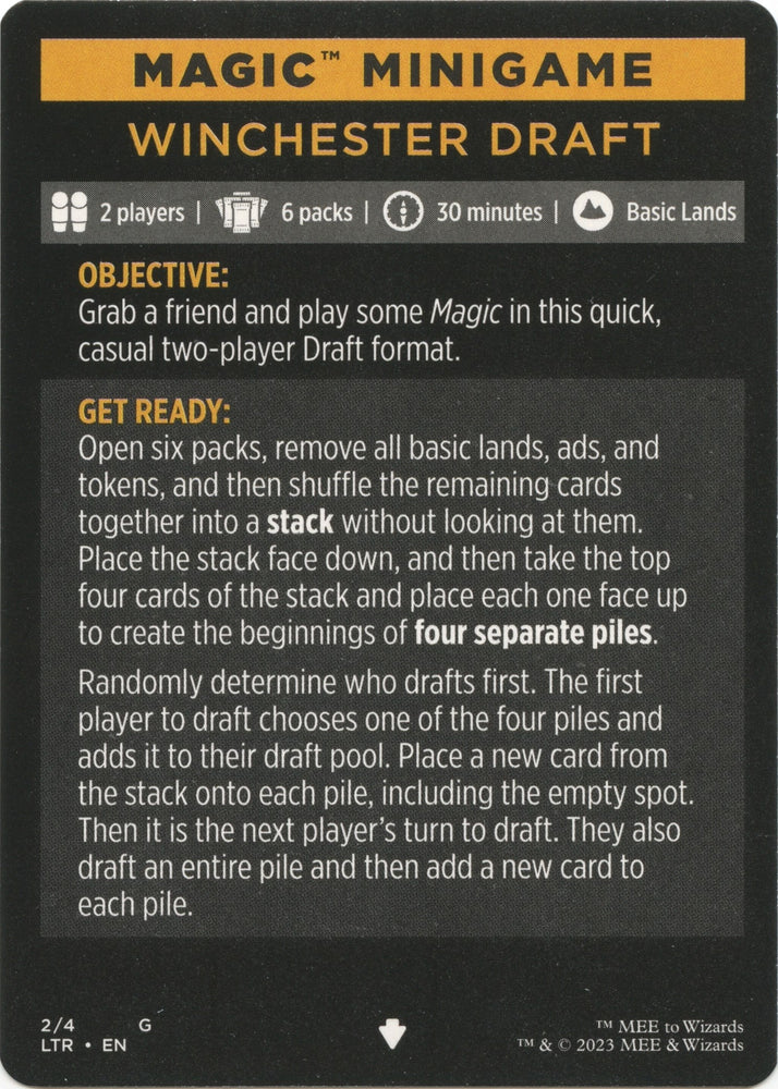 Winchester Draft (Magic Minigame) [The Lord of the Rings: Tales of Middle-Earth Minigame] 