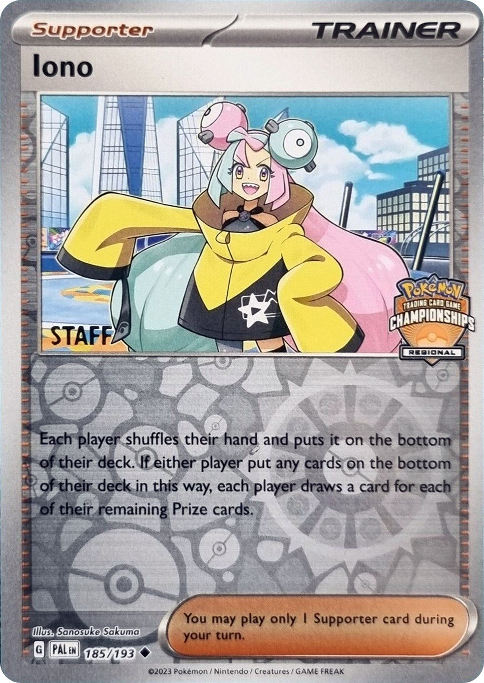 Iono (185/193) (Regional Championships Promo Staff) [League & Championship Cards] 