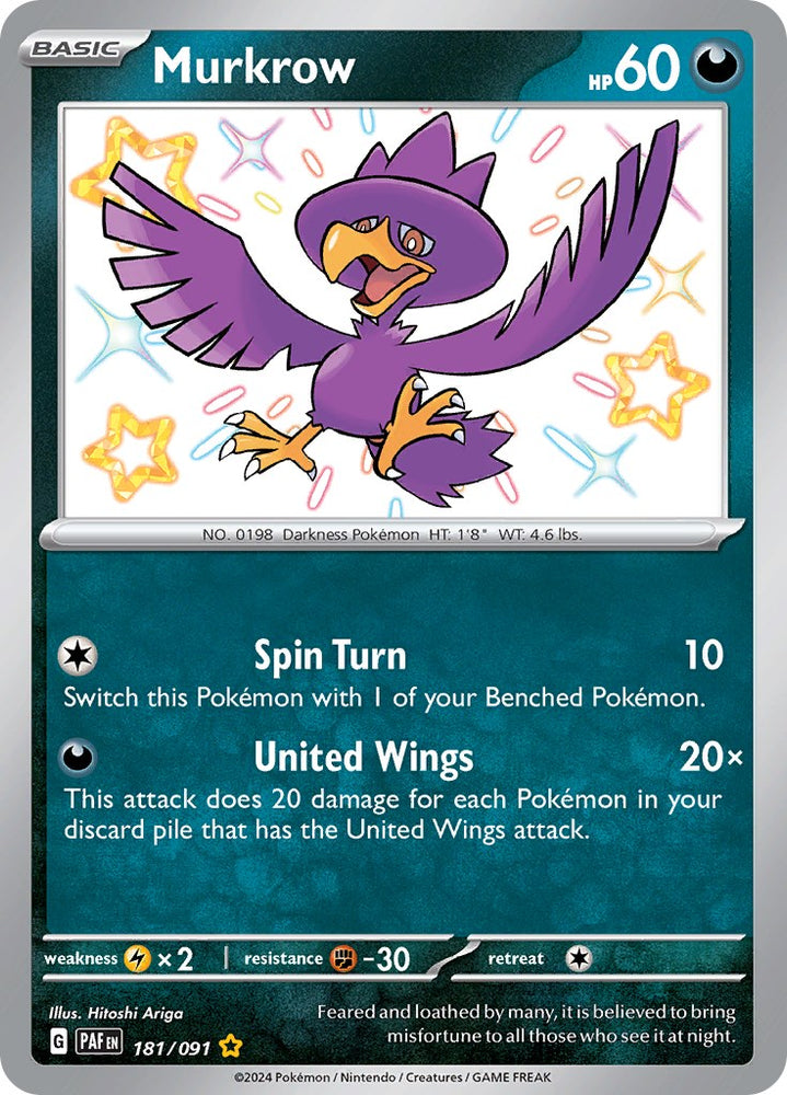 Murkrow (181/091) [Scarlet &amp; Violet: Paldean Fates] 