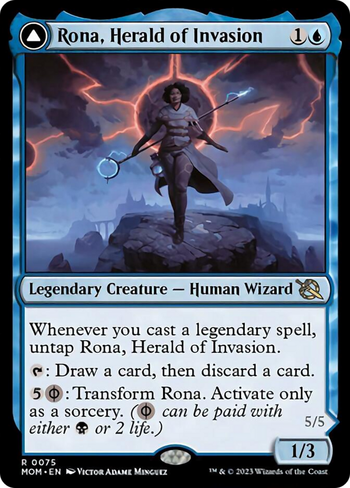 Rona, Herald of Invasion // Rona, Tolarian Obliterator [March of the Machine] 