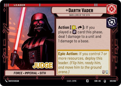 Darth Vader - Dark Lord of the Sith (Judge Promo) (001/002) [Spark of Rebellion Promos] 