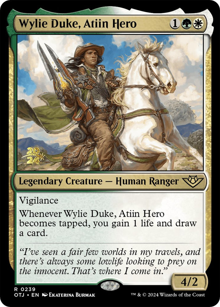 Wylie Duke, Atiin Hero [Outlaws of Thunder Junction Prerelease Promos] 