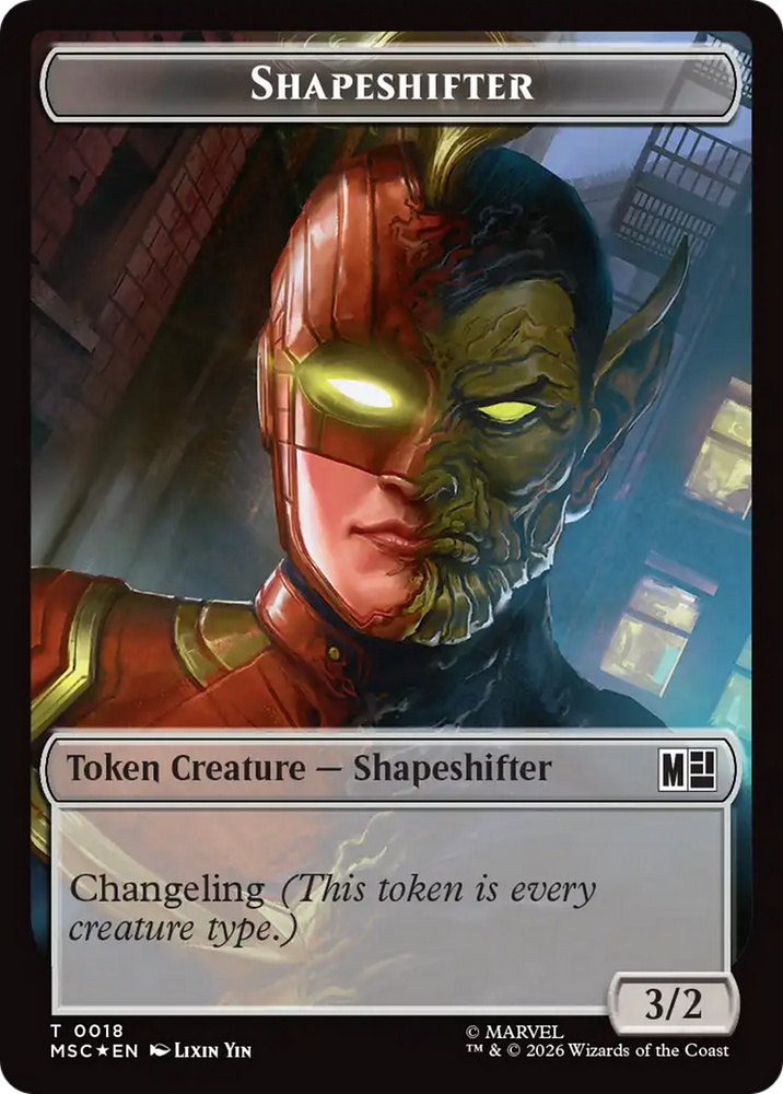 Shapeshifter (018) // Villain (025) Double-Sided Token (Surge Foil) [Marvel Super Heroes Commander Tokens]