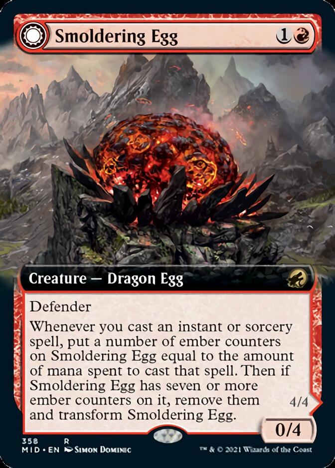 Smoldering Egg // Ashmouth Dragon (Extended Art) [Innistrad: Midnight Hunt] 