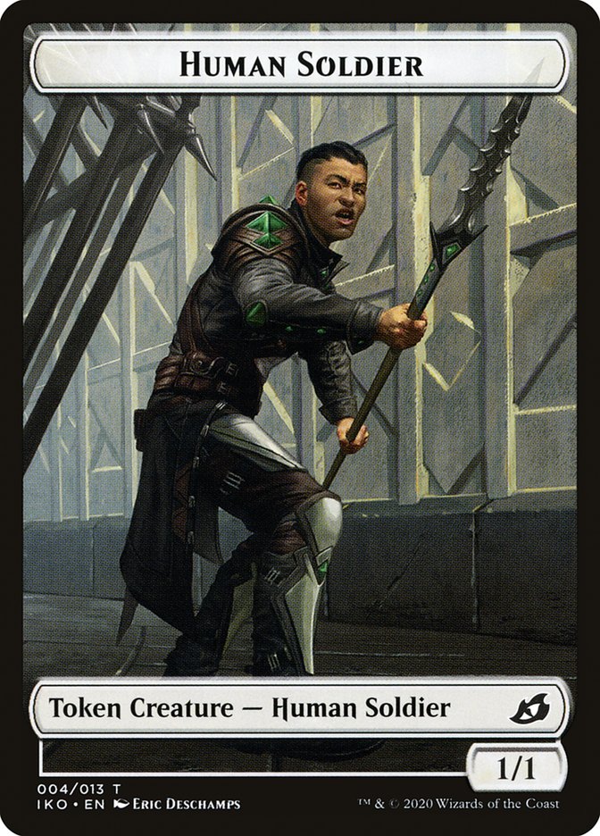 Dinosaur // Human Soldier (004) Double-Sided Token [Ikoria: Lair of Behemoths Tokens] 