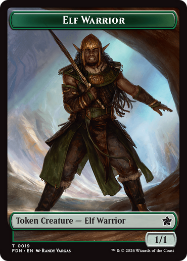 Elf Warrior // Cat (001) Doubled-Sided Token [Foundations Tokens]