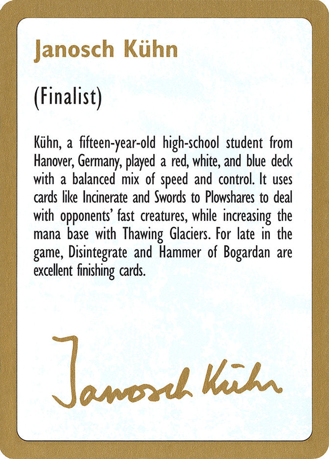 Janosch Kuhn Bio [World Championship Decks 1997] 