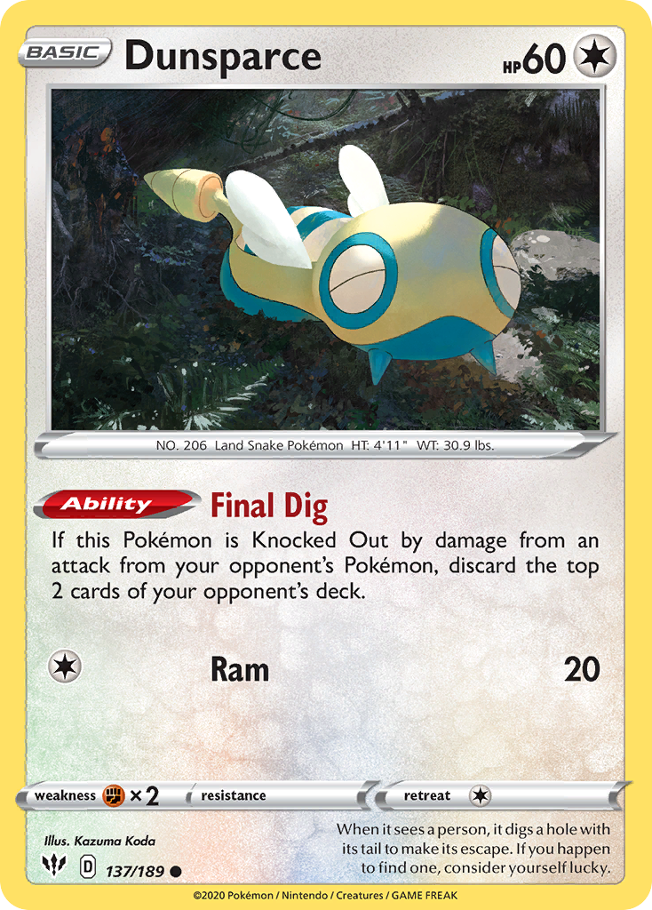 Dunsparce (137/189) [Sword & Shield: Darkness Ablaze] 