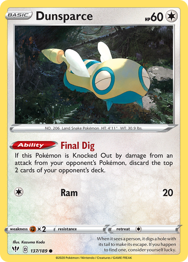 Dunsparce (137/189) [Sword &amp; Shield: Darkness Ablaze] 