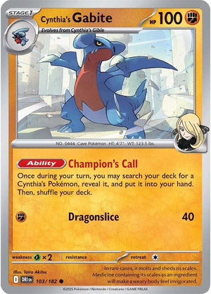Cynthia's Gabite (103/182) [Scarlet & Violet: Destined Rivals]
