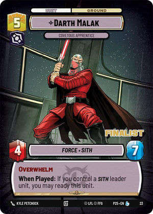 Darth Malak - Covetous Apprentice (Finalist) (23) (23) [Organized Play Promos]