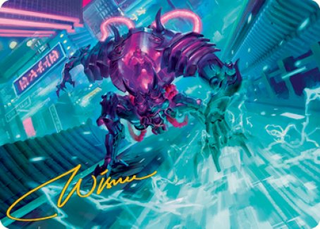 Surgehacker Mech Art Card (Gold-Stamped Signature) [Kamigawa: Neon Dynasty Art Series] 