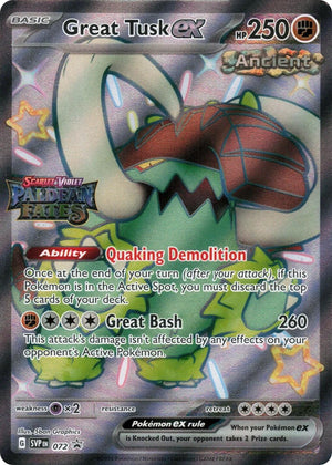 Great Tusk ex (072) (Paldean Fates Stamped) [Scarlet & Violet: Paldean Fates]