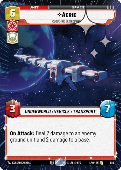 Aerie - Cloud-Rider Dropship (686) (Hyperspace Foil) (686) [A Lawless Time]